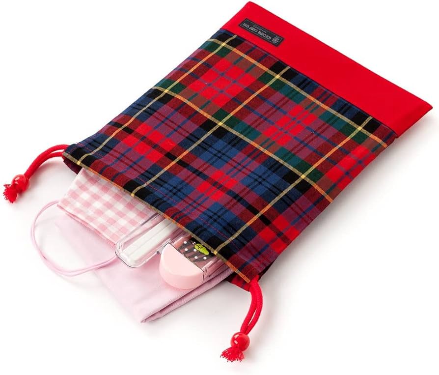 入園入学✳︎お着替え袋&給食袋セットꕤリボン刺繍ミルクティーベージュ×チェック 入園入学✳︎お着替え袋&給食袋セットꕤリボン刺繍ミルクティー